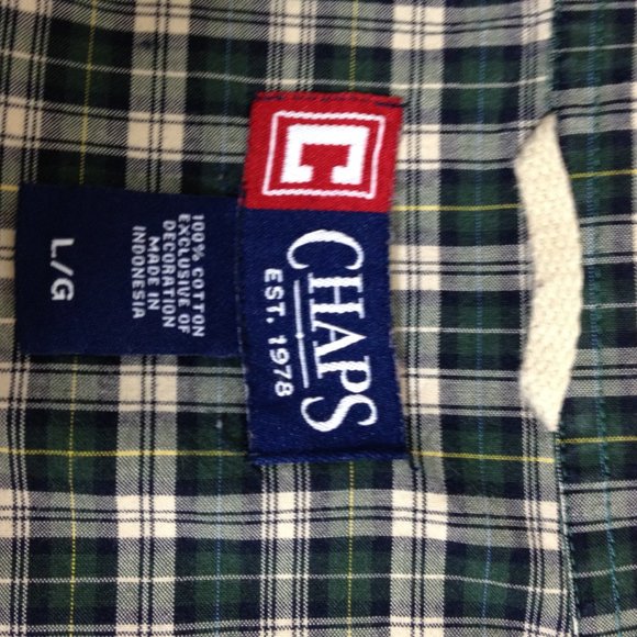 Chaps Green Plaid L/S Shirt Size Large - Picture 7 of 7